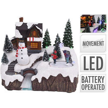 Kersthuisje Met Led Verlichting En Beweging - Op Batterijen