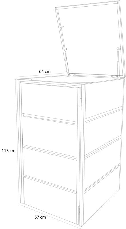 RattanArt Afvalbak Ombouw - Single - Geventileerd - RAL 7016 Antraciet