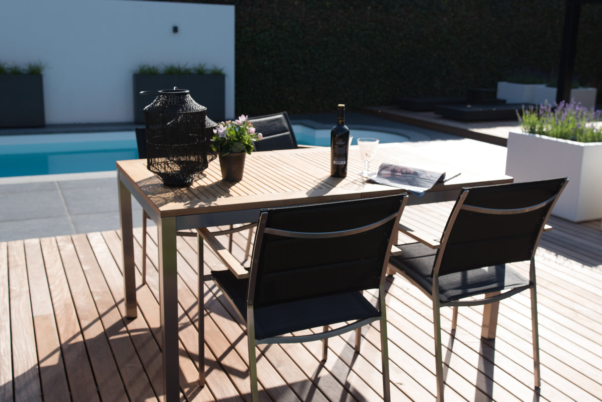 Tuintafel - Marmaris - Teak/RVS - 220x90 cm - Lesli Living