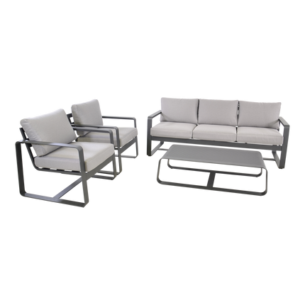 Loungeset Belezza - Grijs - Stoel - Bank