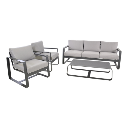 Loungeset Belezza - Grijs - Stoel - Bank