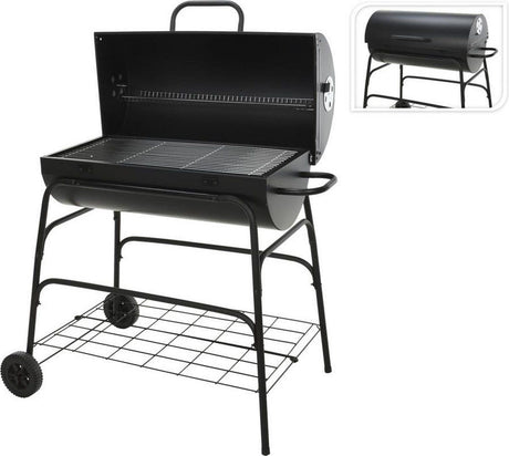 Bbq Verrijdbare Houtskoolbarbecue - Cilinder - 77 X H100Cm